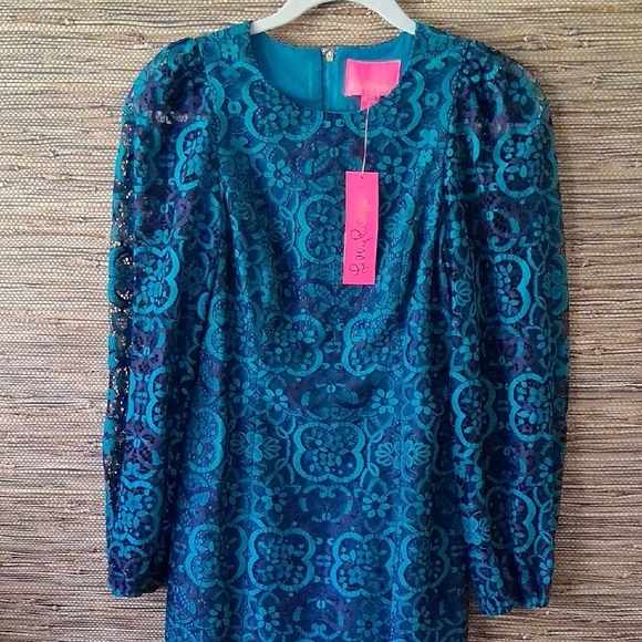 πβ¨ NWT Lilly Pulitzer Georgie Dress β Valencia Teal π Size 00 - Picture 4 of 12